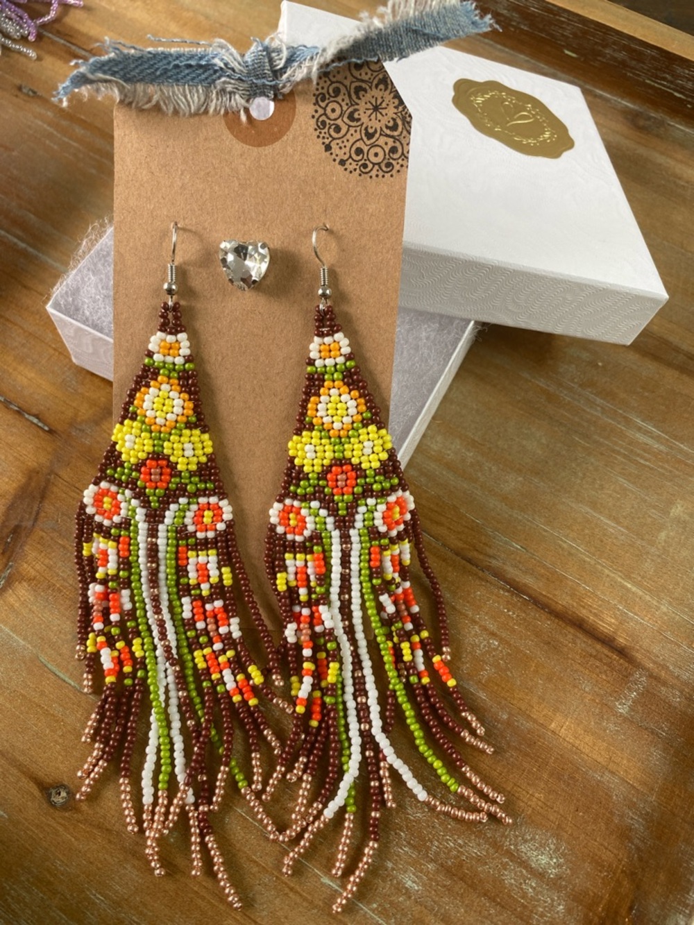🌸Boho Seed Beaded Hand Made Earrings - Picture 6 of 6